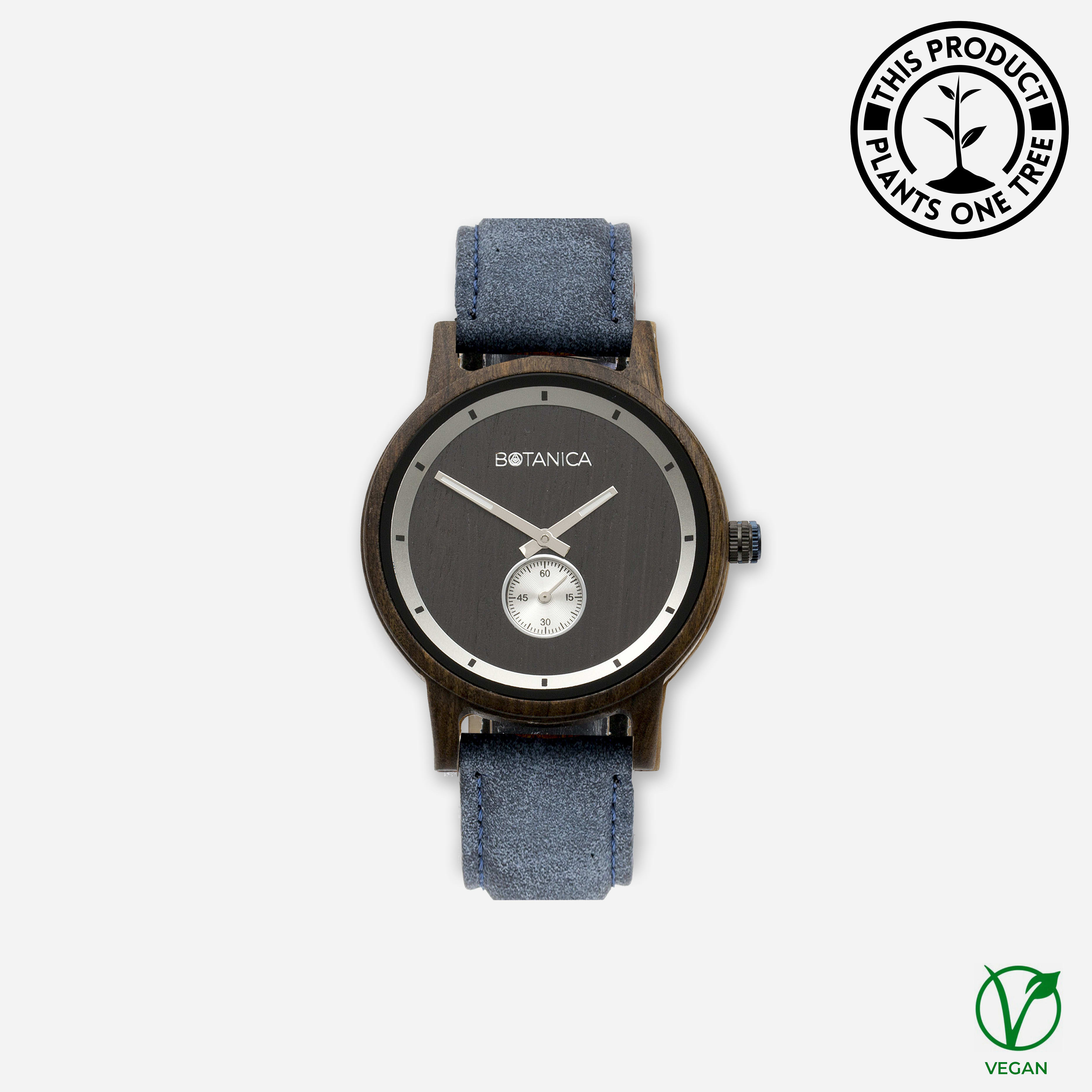 Botanica Watches | Olive |Sandal Wood Face with Vegan Navy Strap