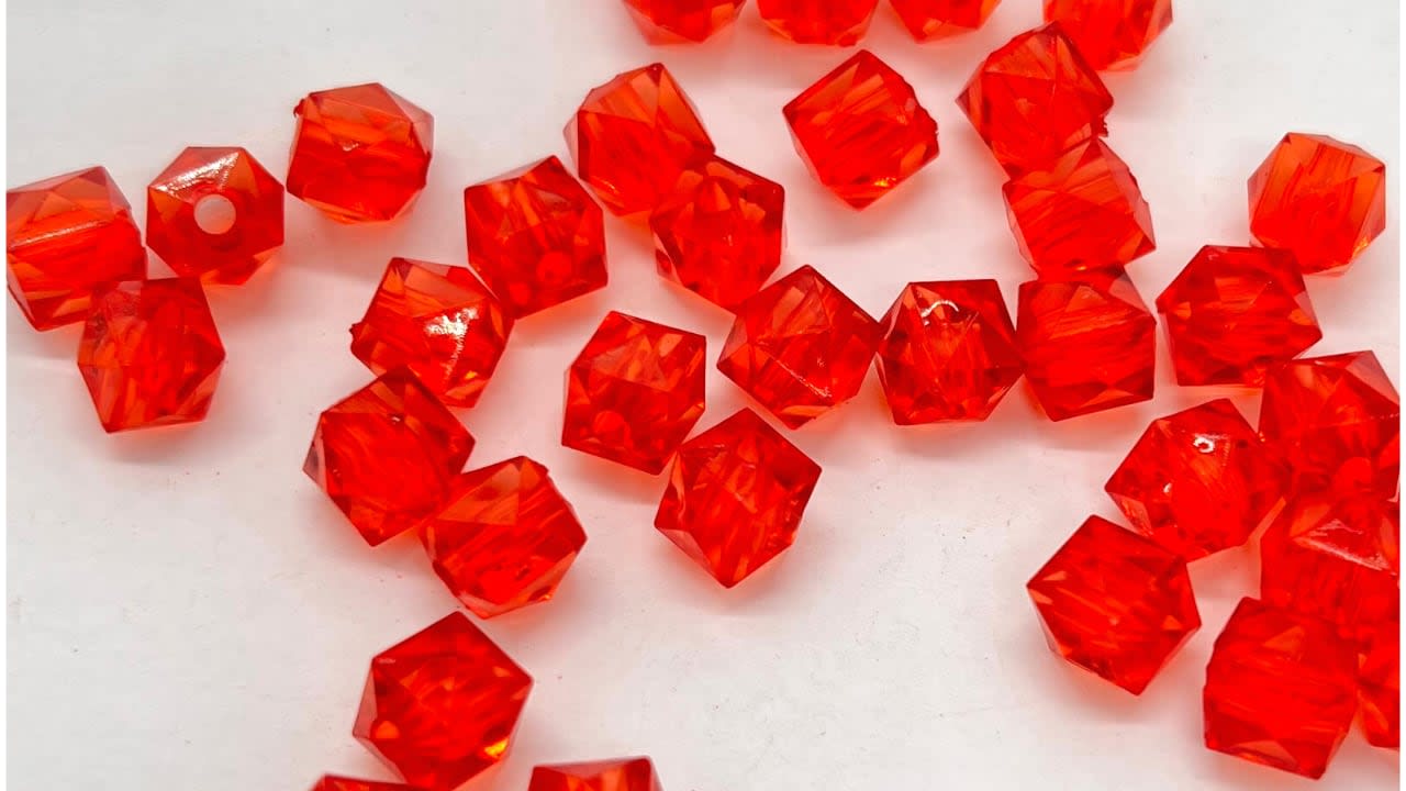 Acrylic Transparent Square beads (Red) - Loose Beads - Bead Beauty, Handcrafted Bags