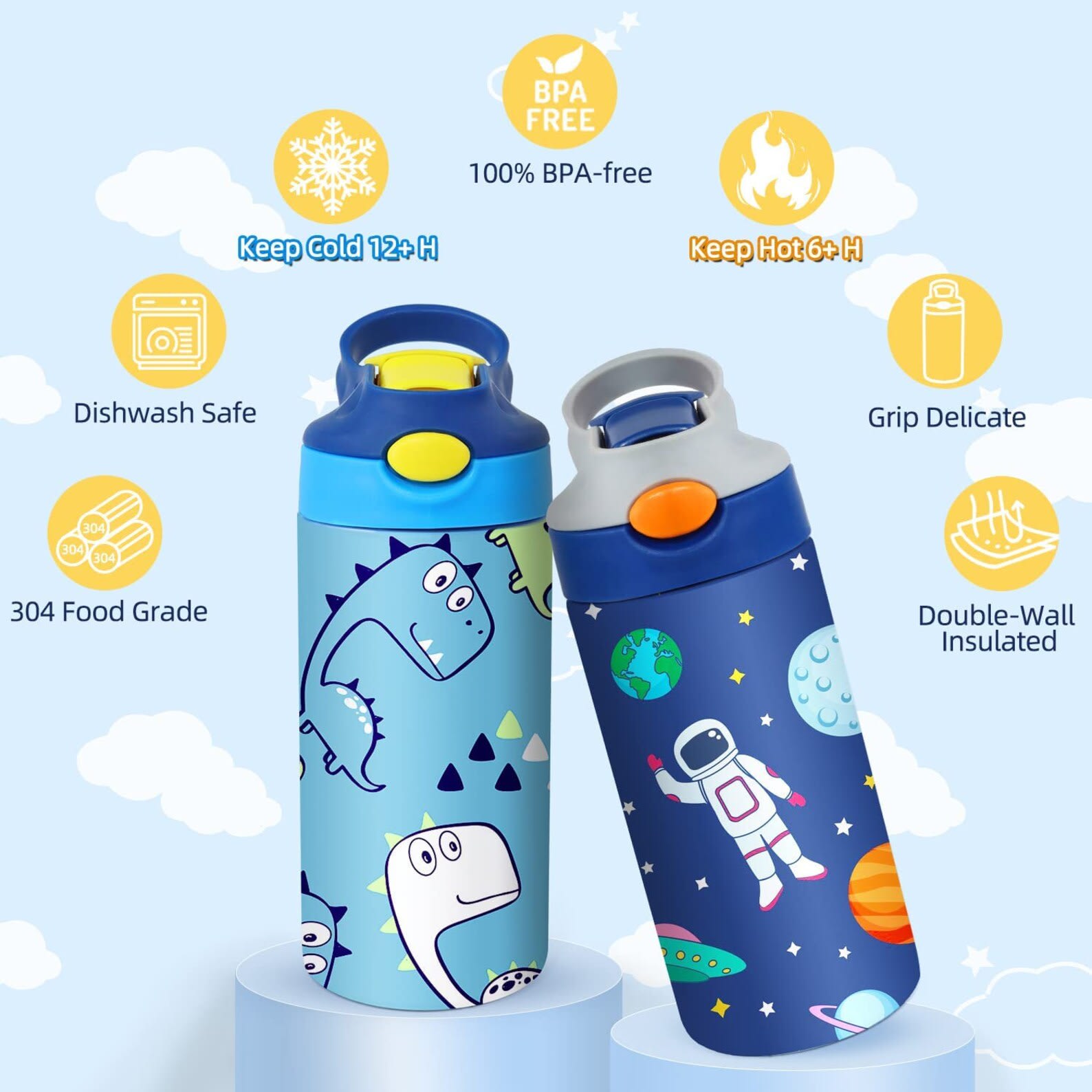 Bulldozer Custom & Personalized 12 oz Kids Water Bottle