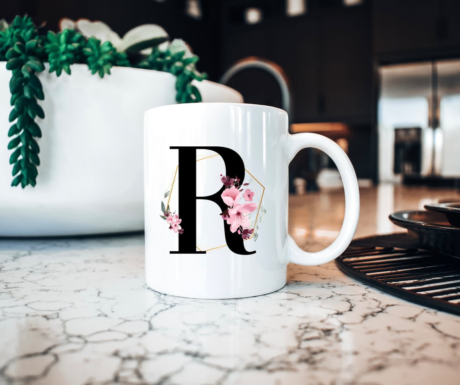 Floral Initial Mug