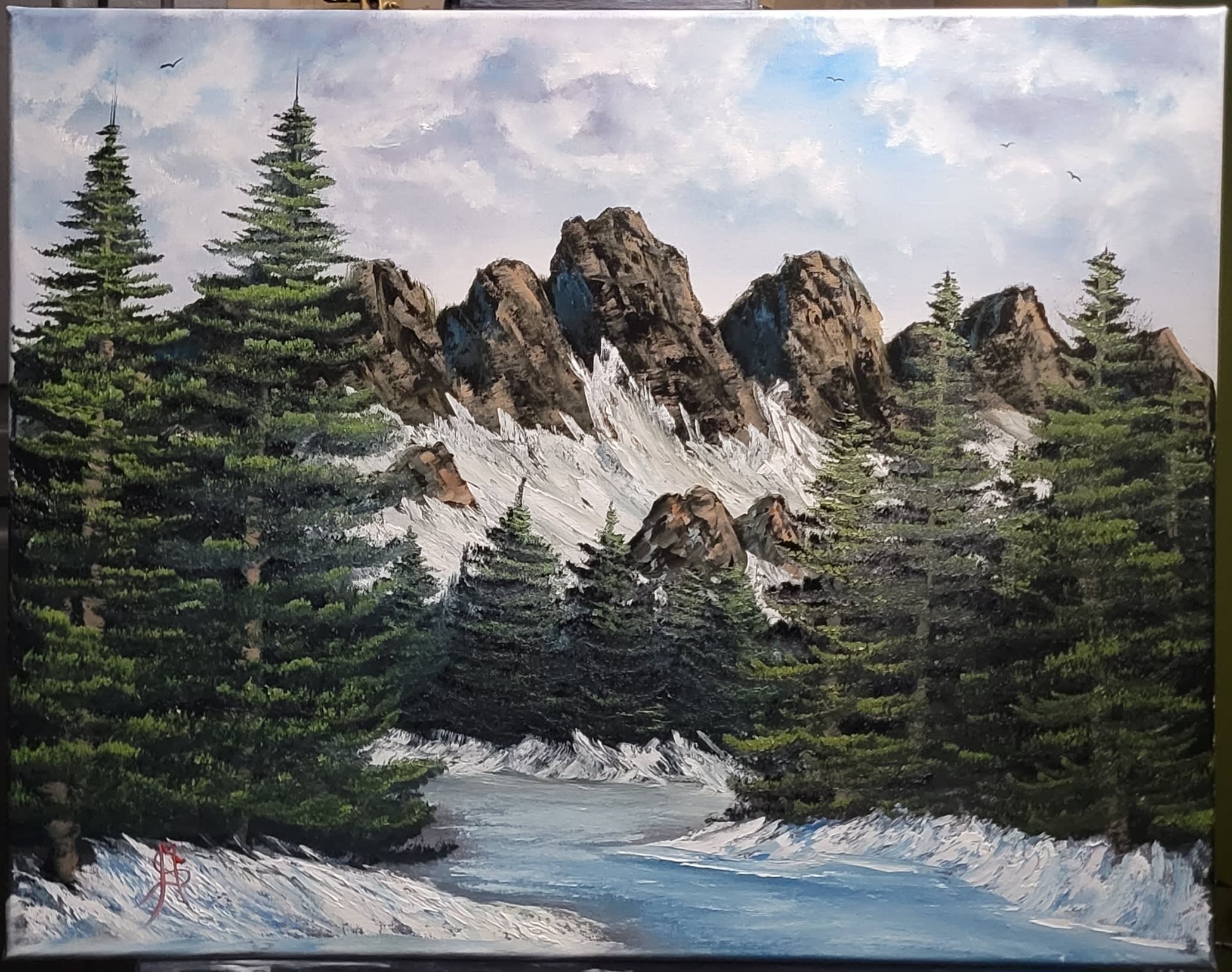 Snowy Pine Mountain Paintings Paint With Phizz Live Oil Painting   IMG 20230719 000844 676jpg 