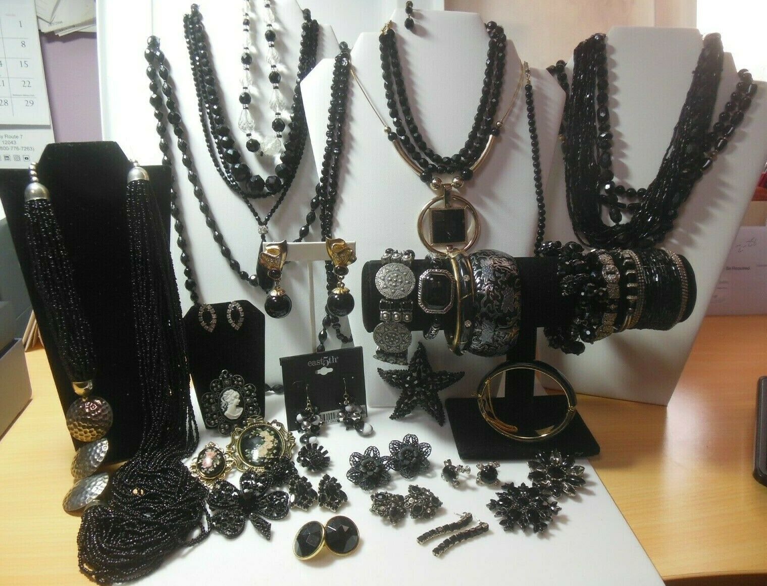 Vintage Designer Costume Black Jewelry Lot Glass, Crystal  display picture 2