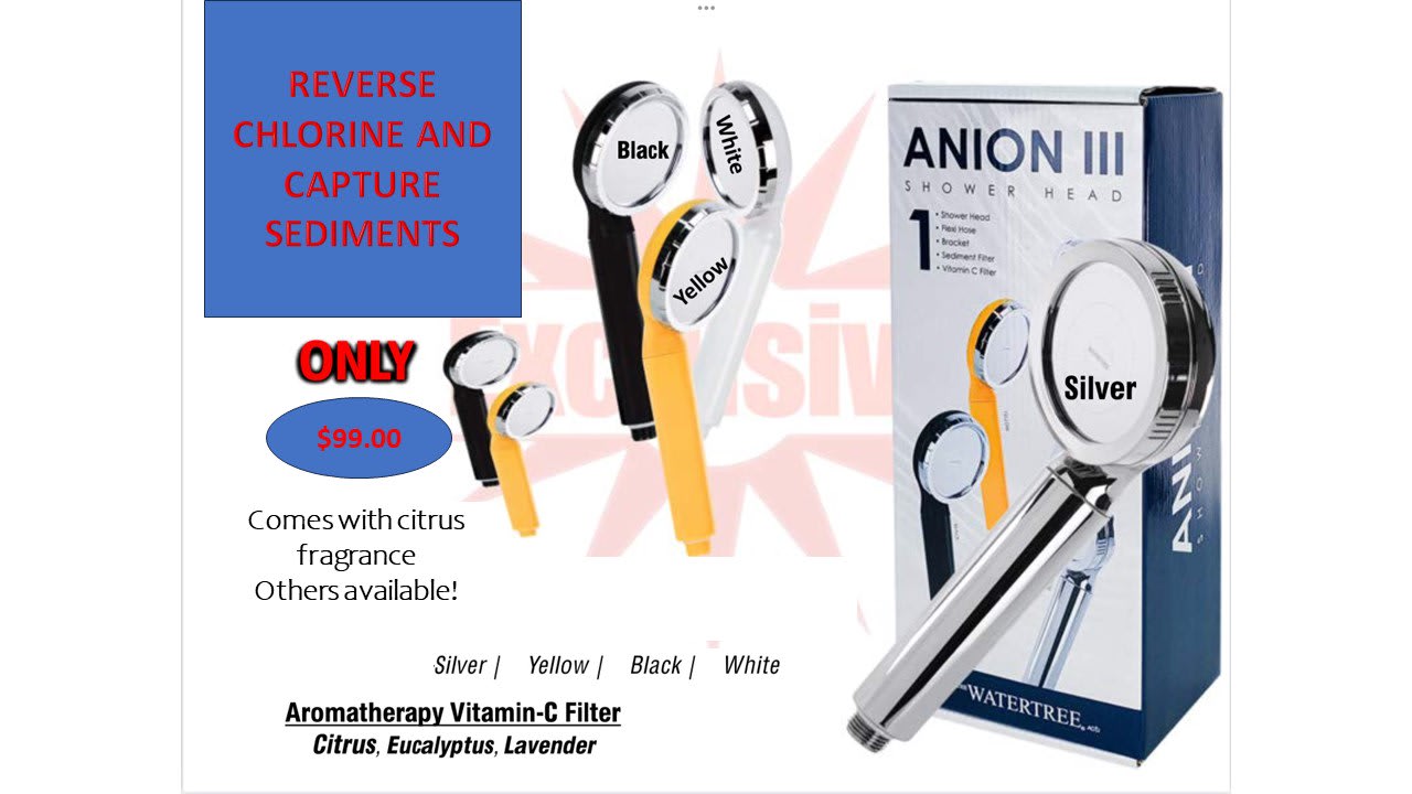 ANION III SHOWERHEAD, HOSE & BRACKET Water Filtration Systems Water Tree Waco Waco Water