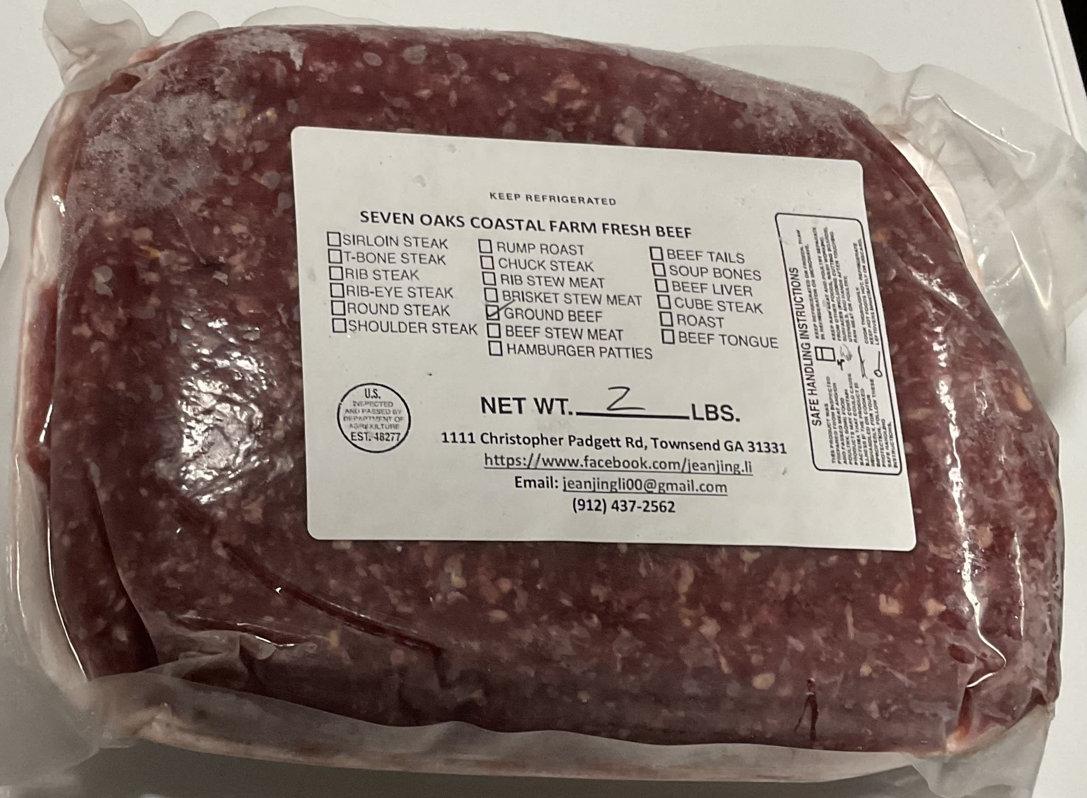 Ground beef ( 2 lbs ) Grass fed beef — The Buffalo Ranch Seven Oaks