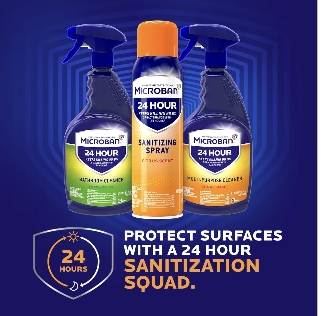 Microban 24 Hour MultiPurpose Cleaner and Disinfectant Spray.32 fl oz