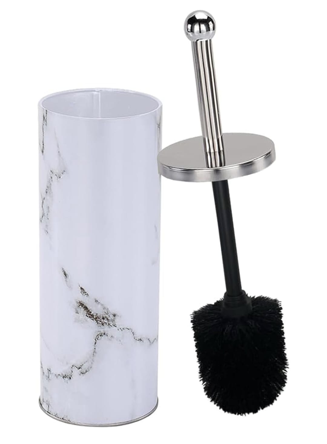 Zahari Home Marble Toilet Bowl Brush and Holder for Bathroom, Metal