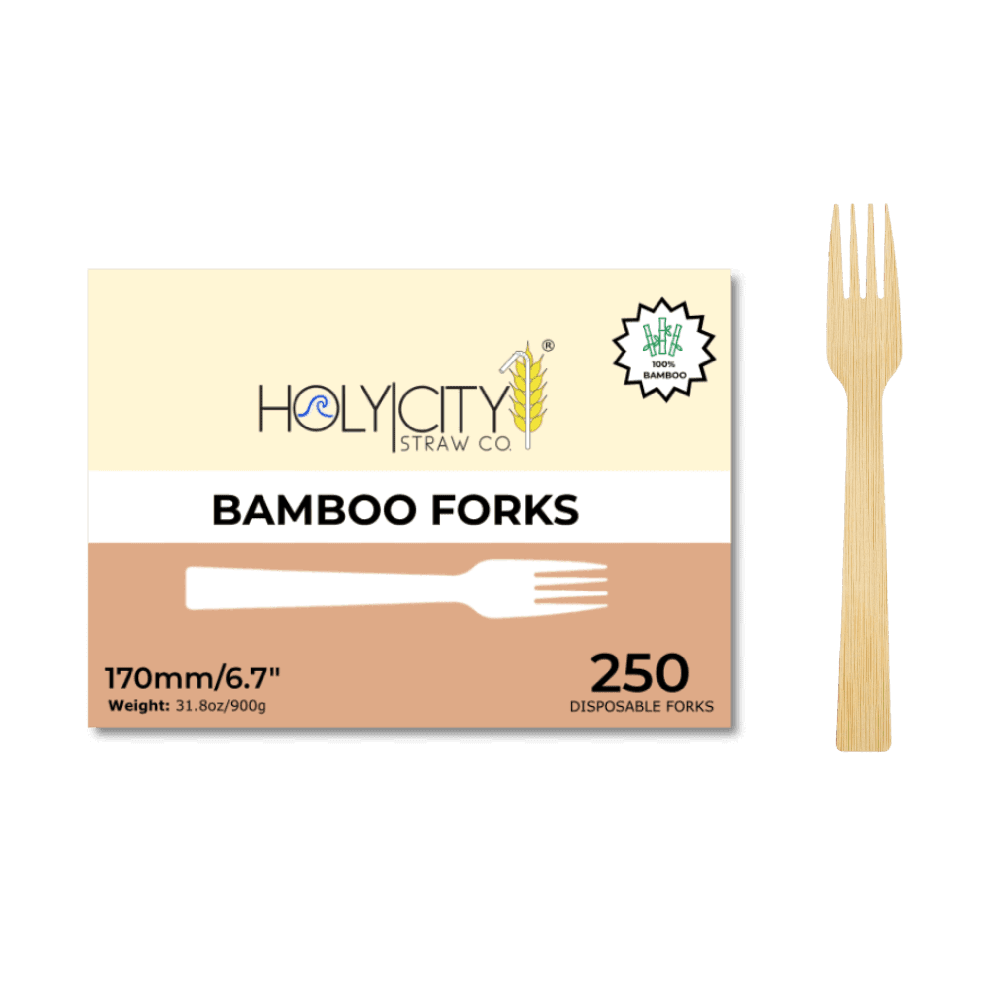 Bamboo individual forks Cutlery Sustainable Solutions Broward