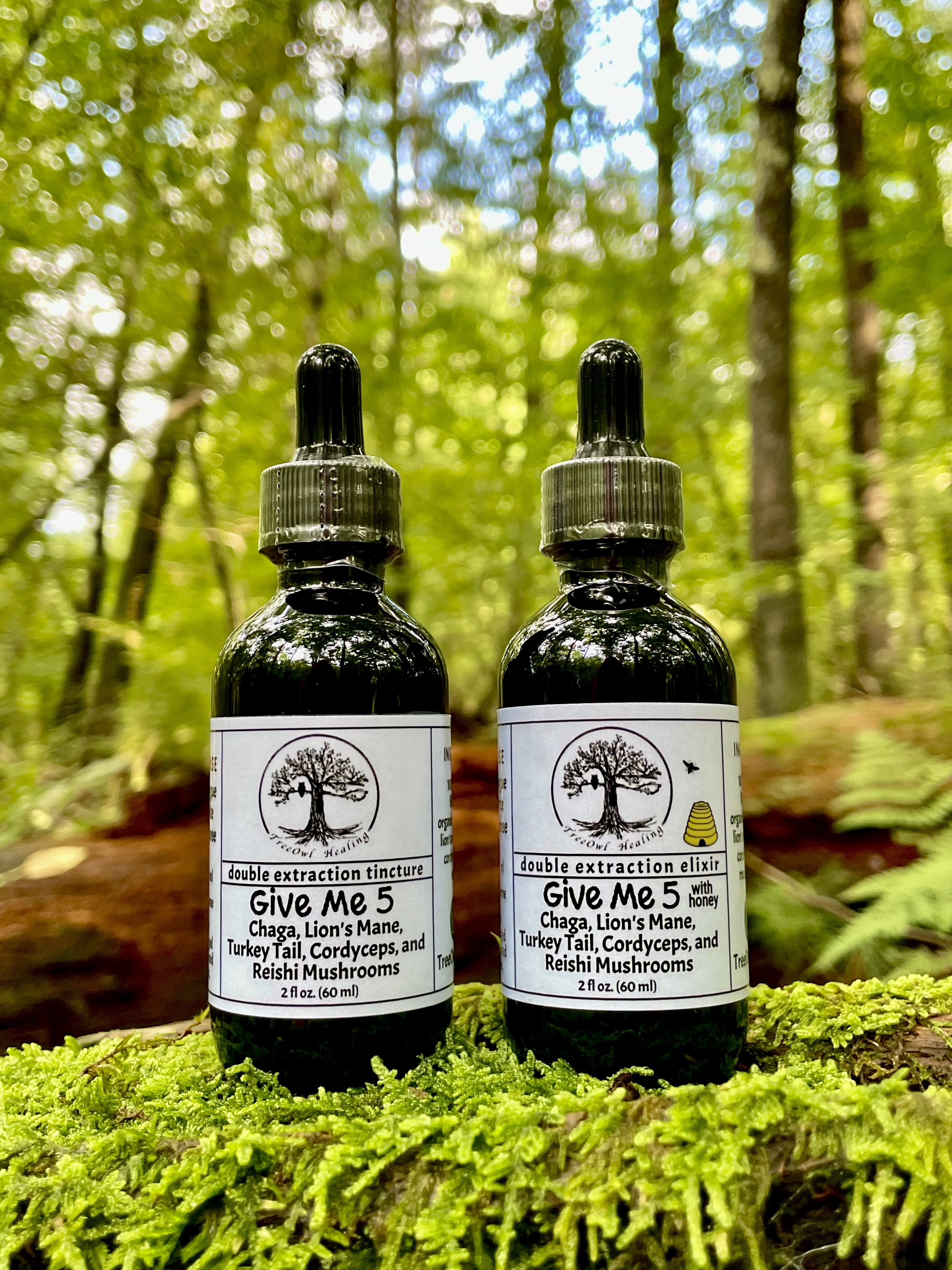 Organically Grown Double Extract Mushroom Tincture or Elixir