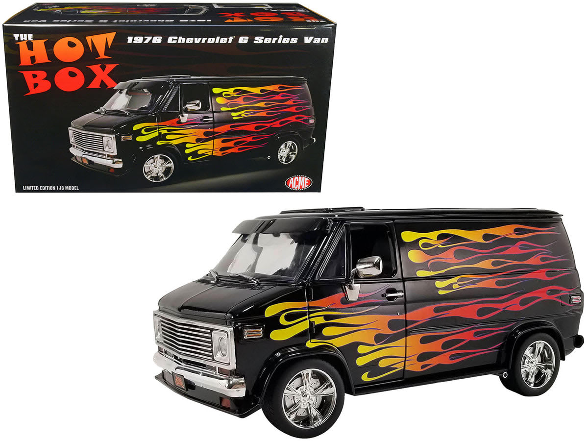1976 Chevrolet G Series Van Black with Flames 