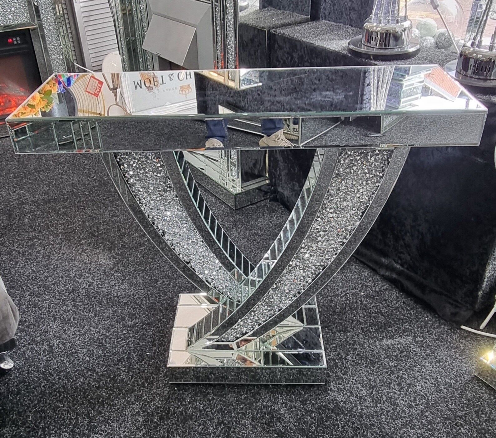 Crushed crystal online console table