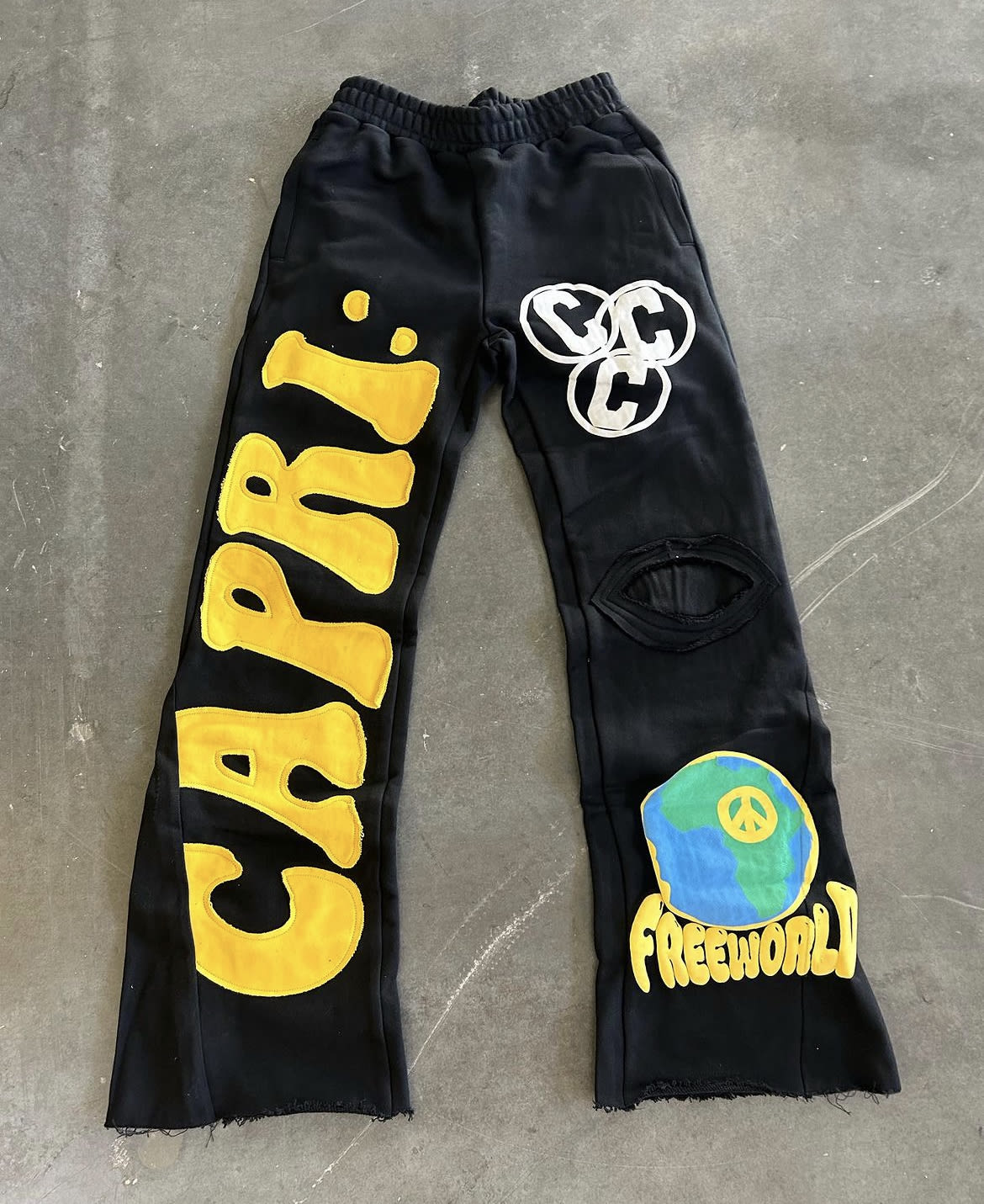 Project Caprice Denim Flared Sweatpants - Pants - PictureDā Inc