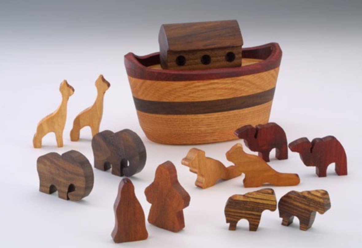 Handmade wooden sale noah's ark set