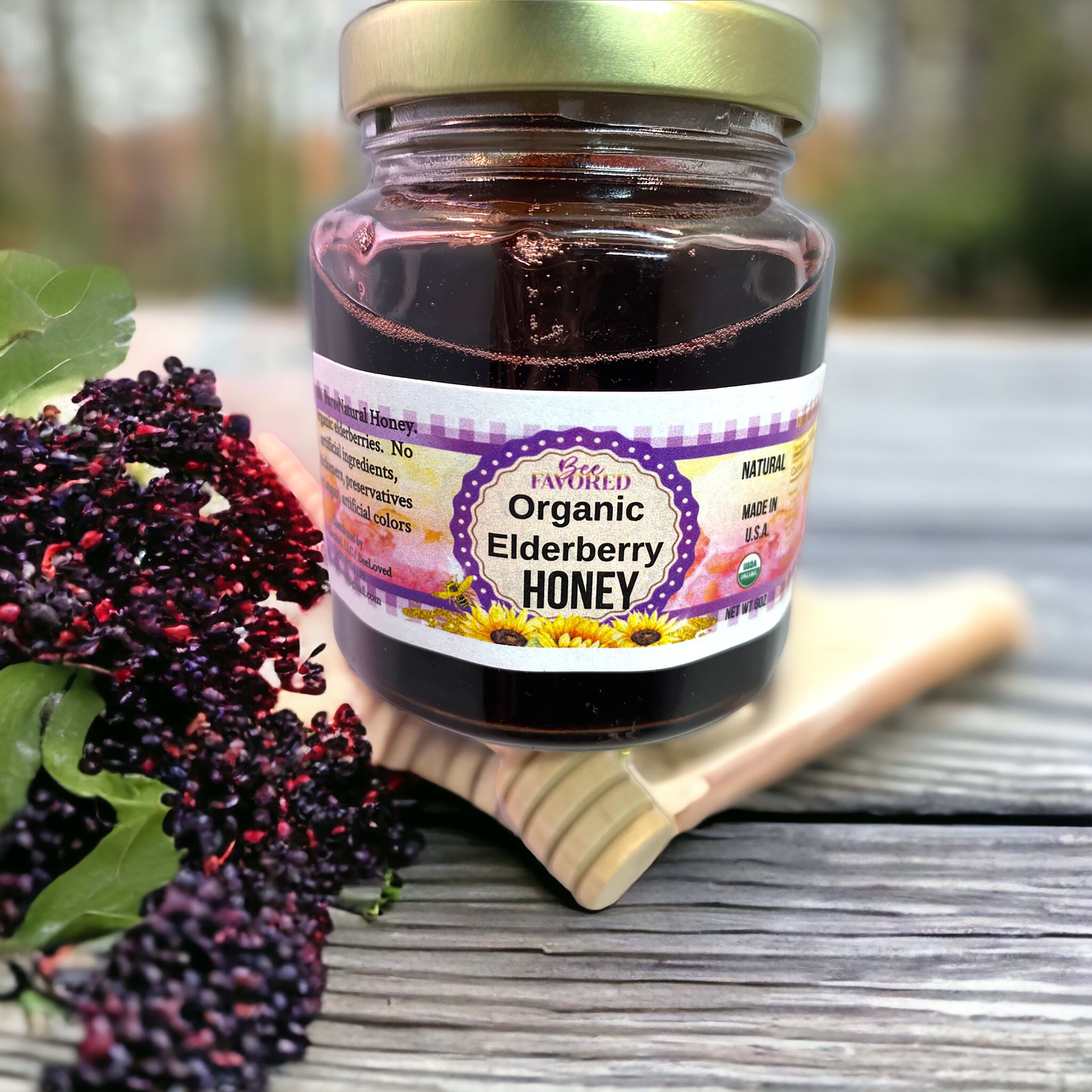 Elderberry Pomegranate Honey Artisan Honey Blends all natural Bee