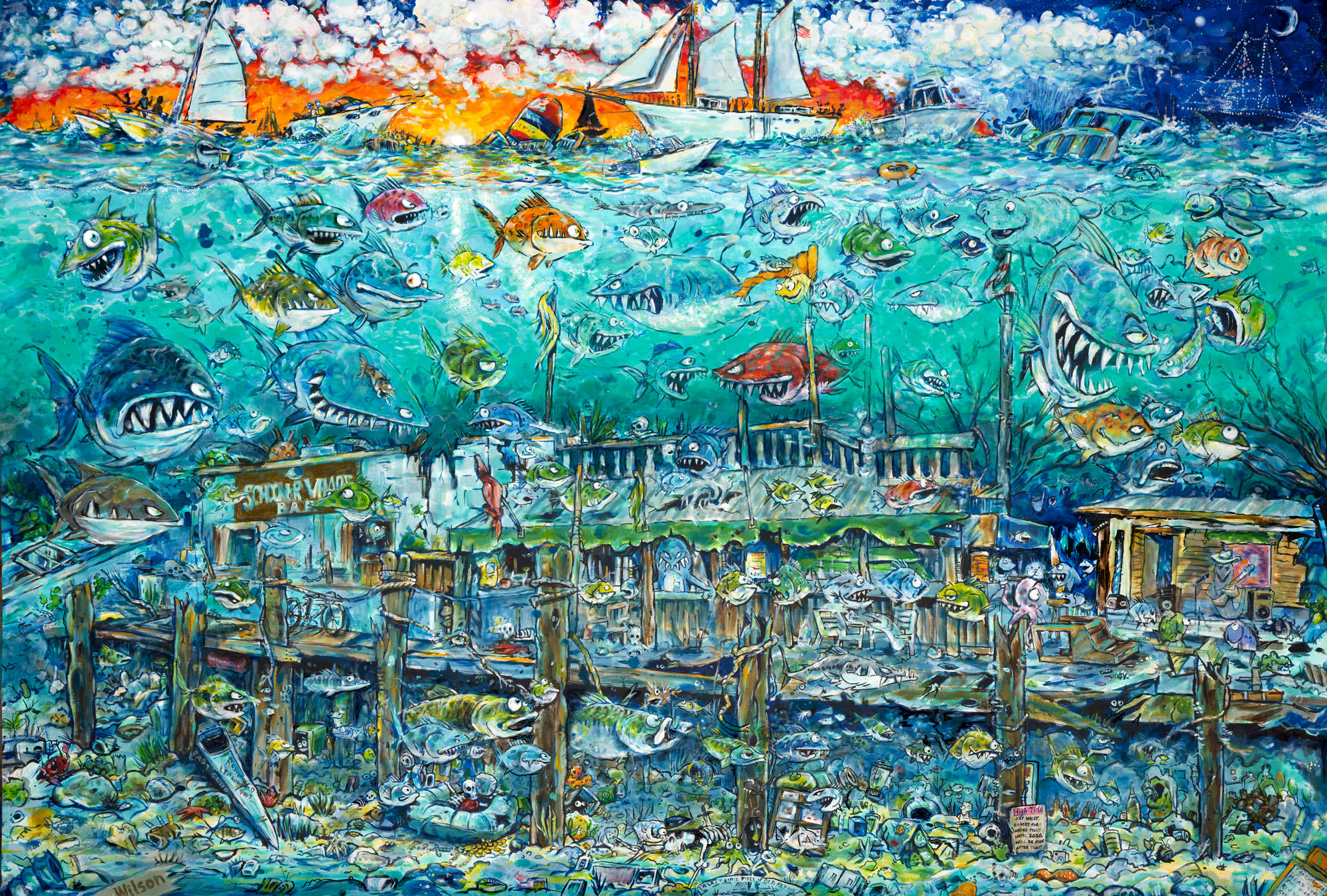 Schooner wharf canvas key west fish farm local artist in key west
