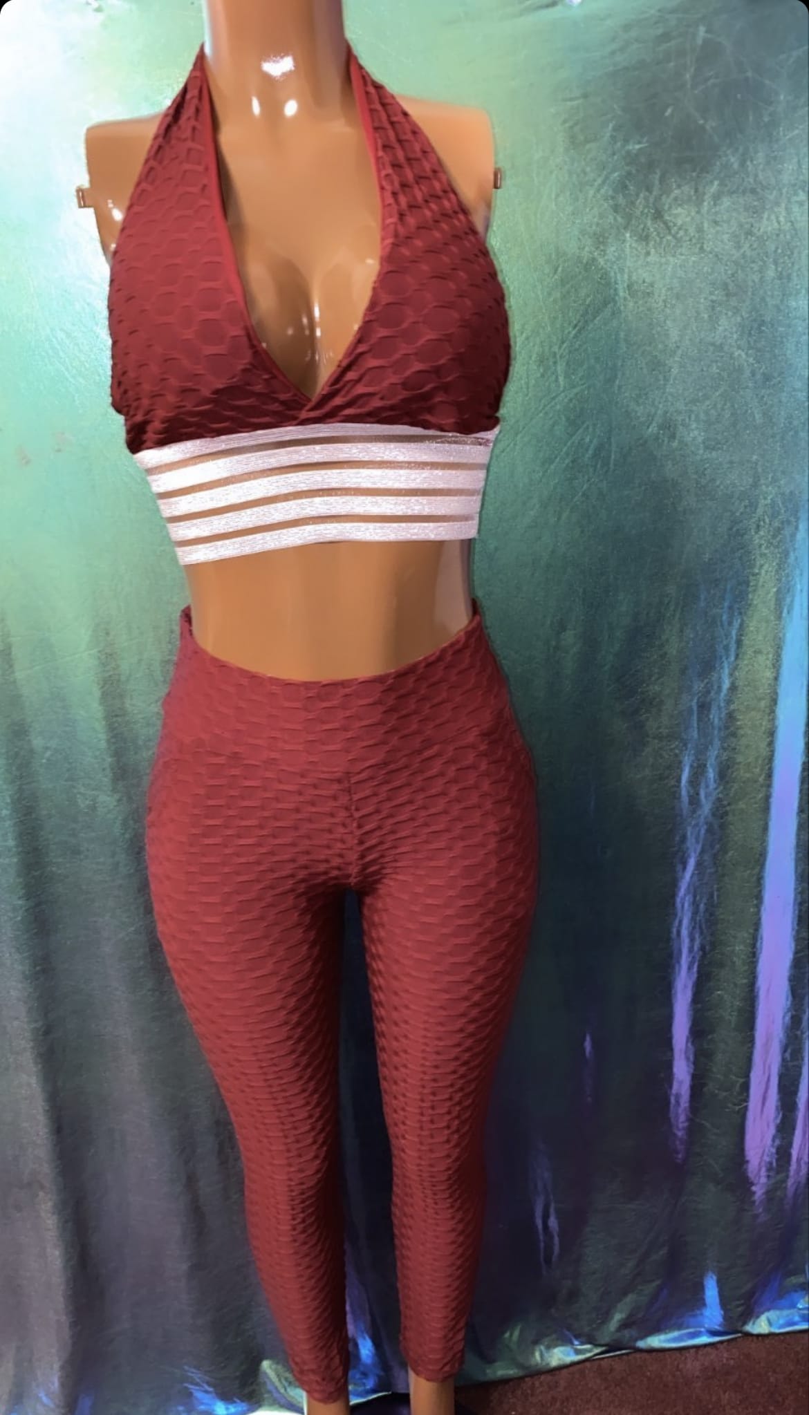Burgundy Crossover Yoga Two Piece Set – W by Crystal White