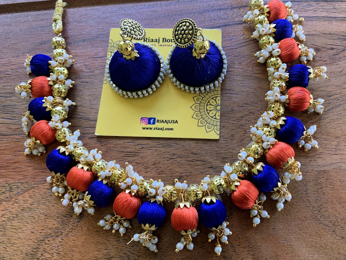 Silk thread necklace sales