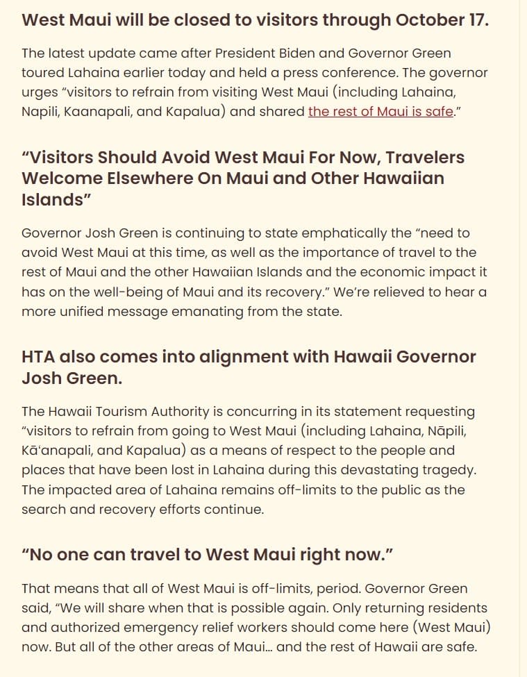 Official Closure Of West Maui
