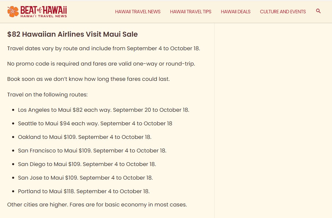 Airfare Discounts for Maui