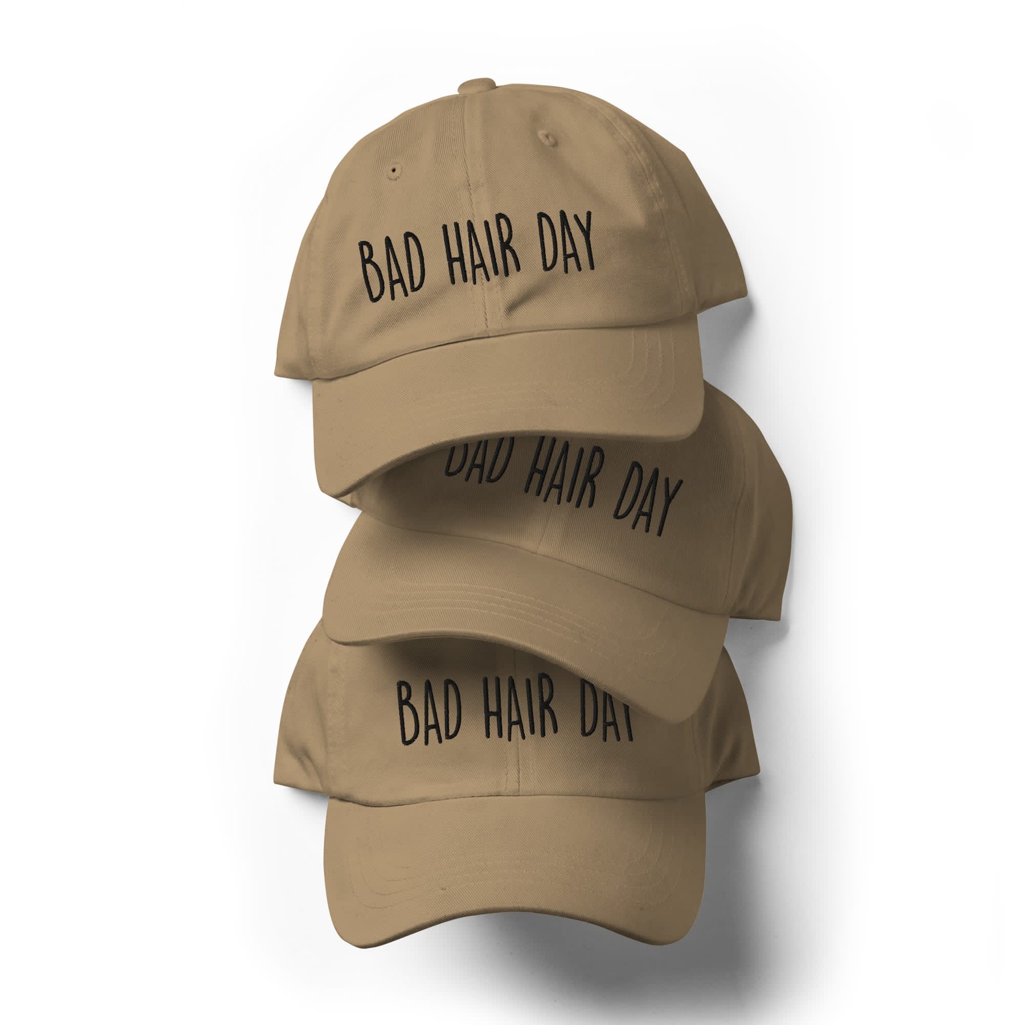Trendy Apparel Shop “Bad Hair Day” Embroidered Cotton Cap – Low Profile, Adjustable