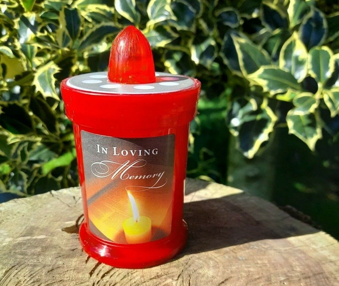 LED Grave Candle In Loving Memory Memorial Grave Cemetery Light