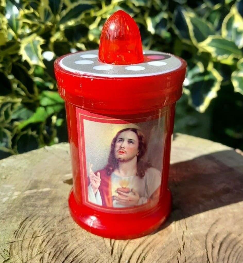 LED Grave Candle Sacred Heart Memorial Grave Cemetery Light Religious