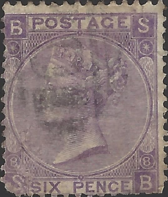 Great Britain Stamp Scott 51a Used Fine 6p Violet Queen Victoria