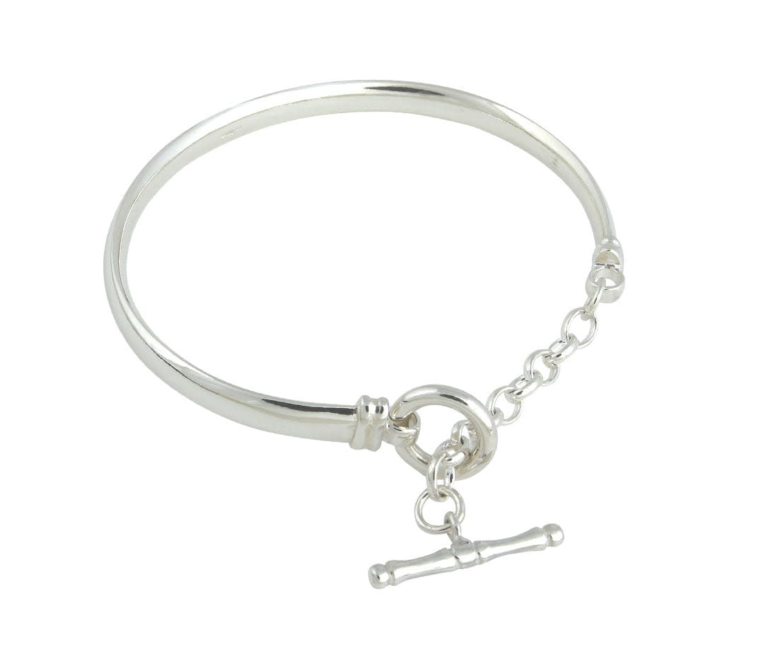 Silver Court Shaped Bangle with Toggle - Gold & Silver Jewellery