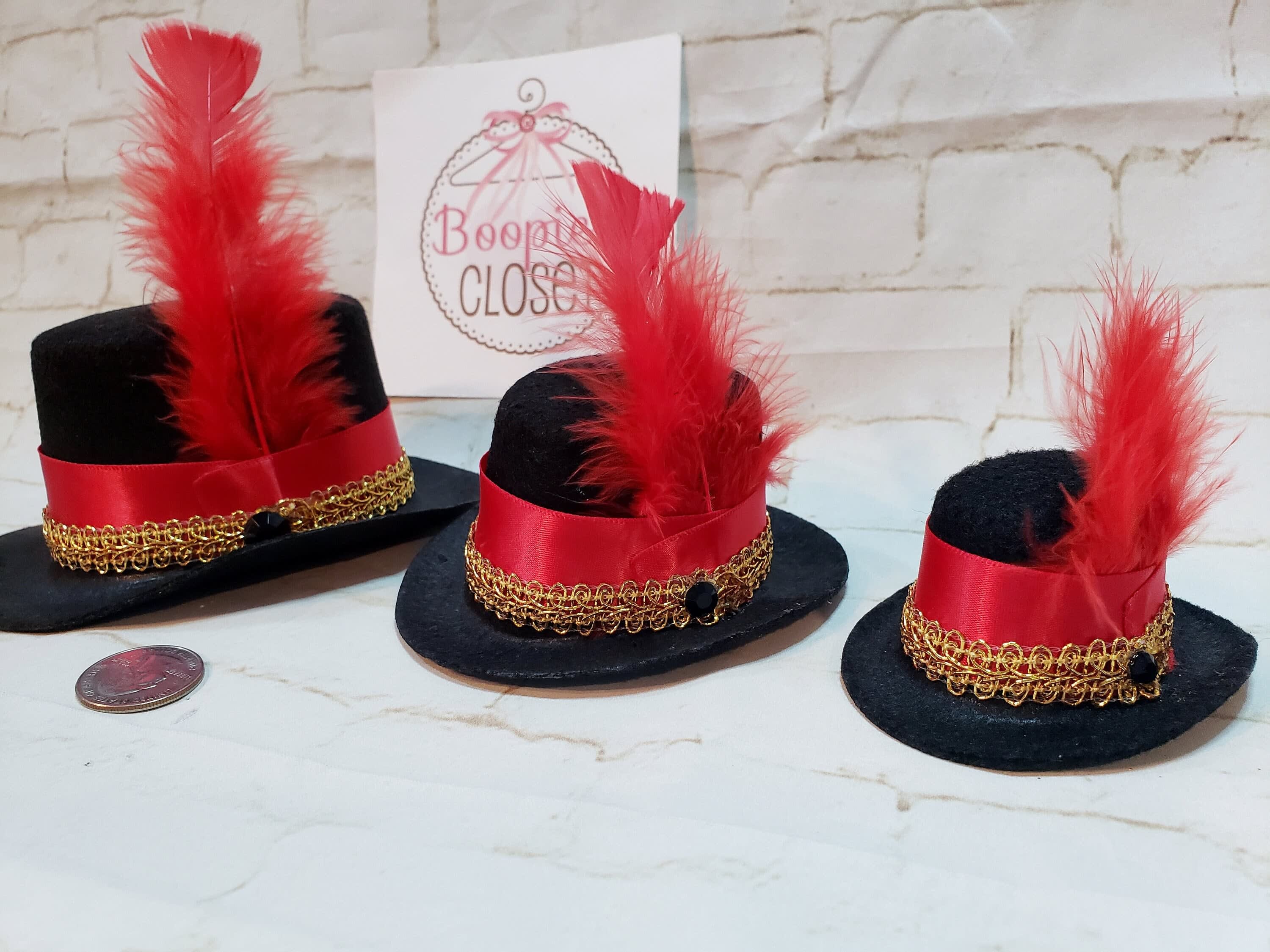 MADE to ORDER ONLY!! hot Extra Large, 6” Tall Circus Mini Top Hat, Ringmaster, Master of Ceremonies Fascinator, Tree Topper