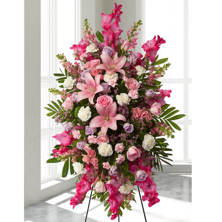 Pink Standing Casket Spray - Standing Casket Sprays - Colour Me Floral ...