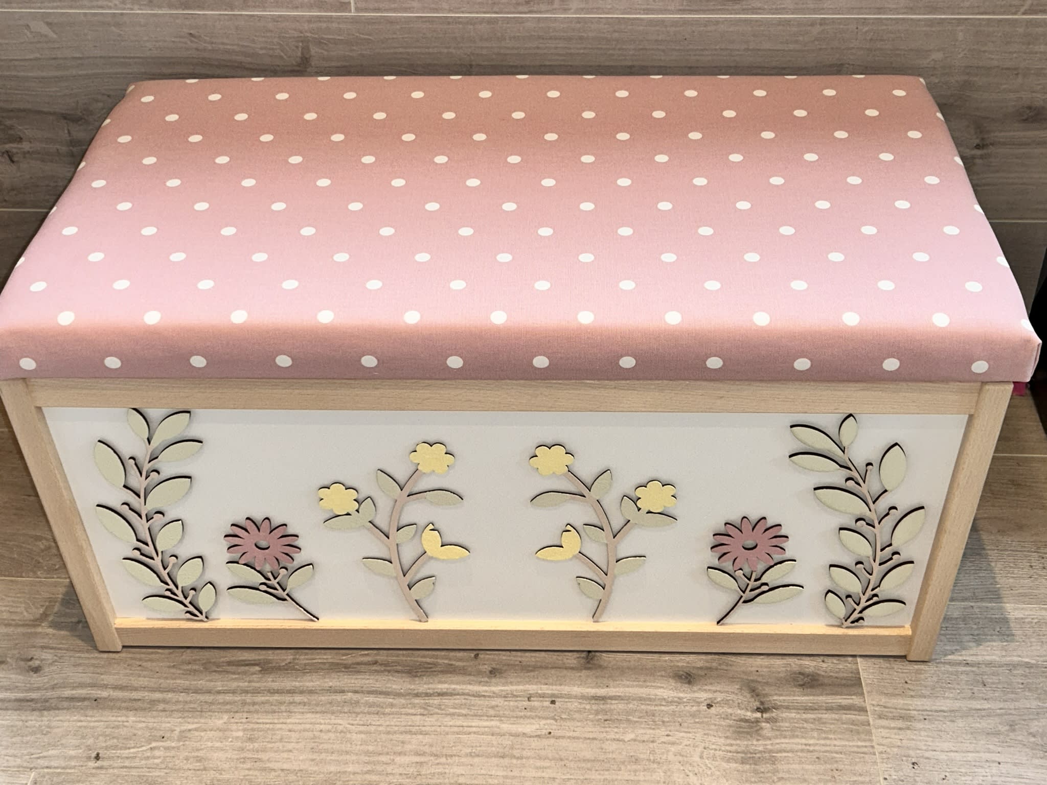 Wooden flower storage box Personalised Toy Box with removable top