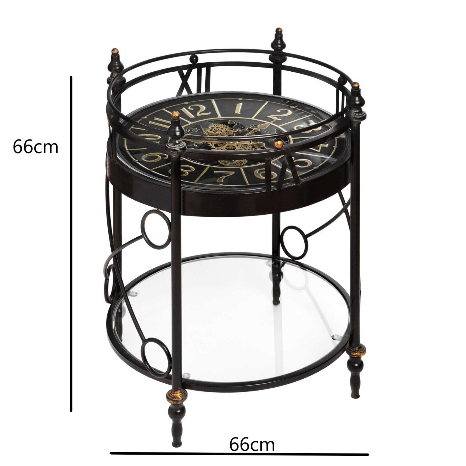 Table Clock Face Stunning moving gear clock cog Table Metal Frame Round Coffee Table ...