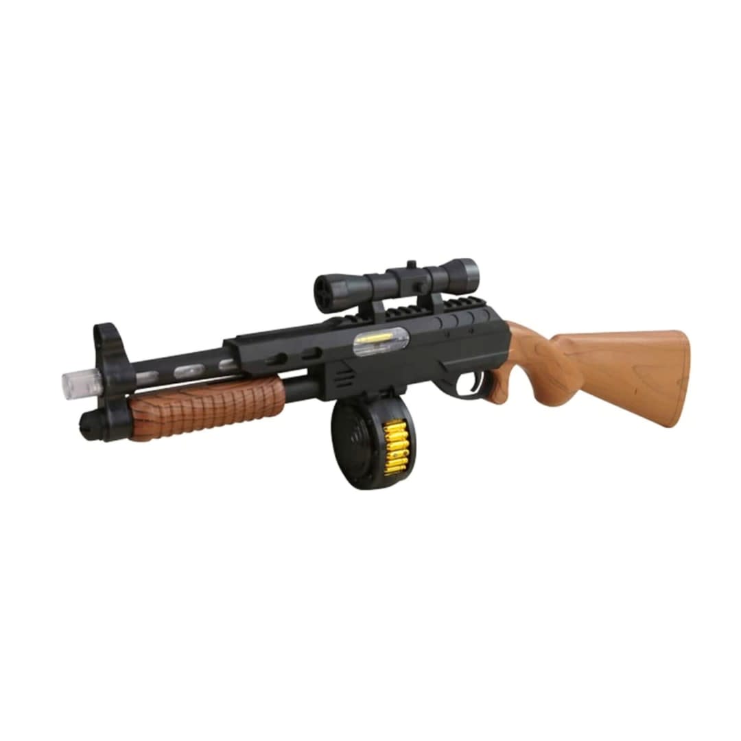 Toy Sniper Rifle with rotating ammo drum, sounds, lights & vibrations