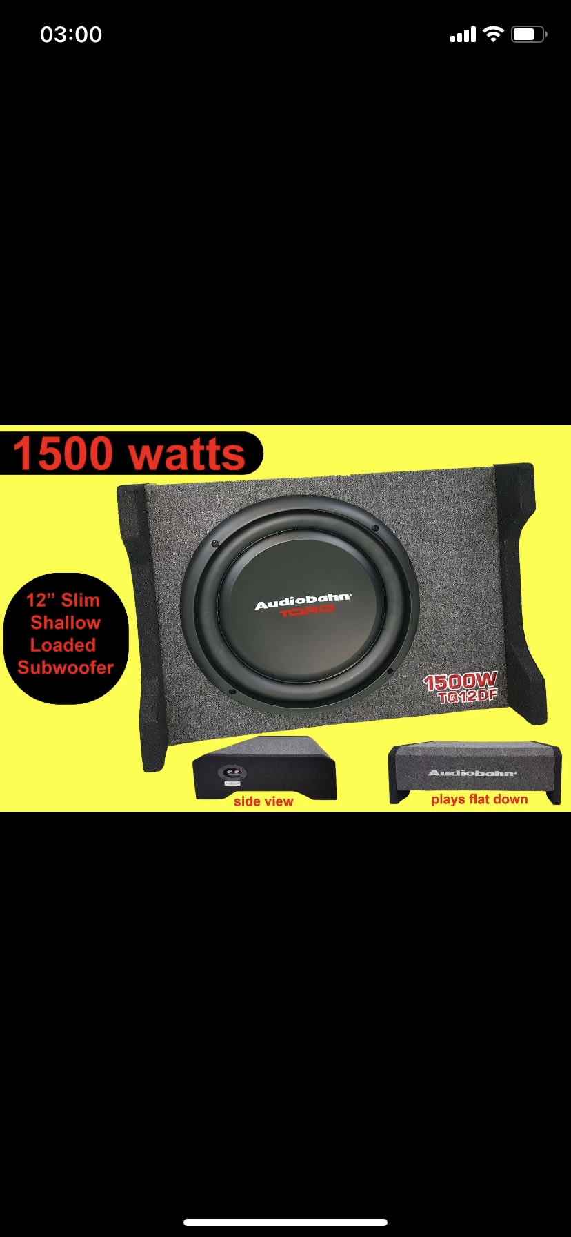 AUDIOBAHN's TQ12DF 12” 1500 passive subwoofer Subwoofer Car
