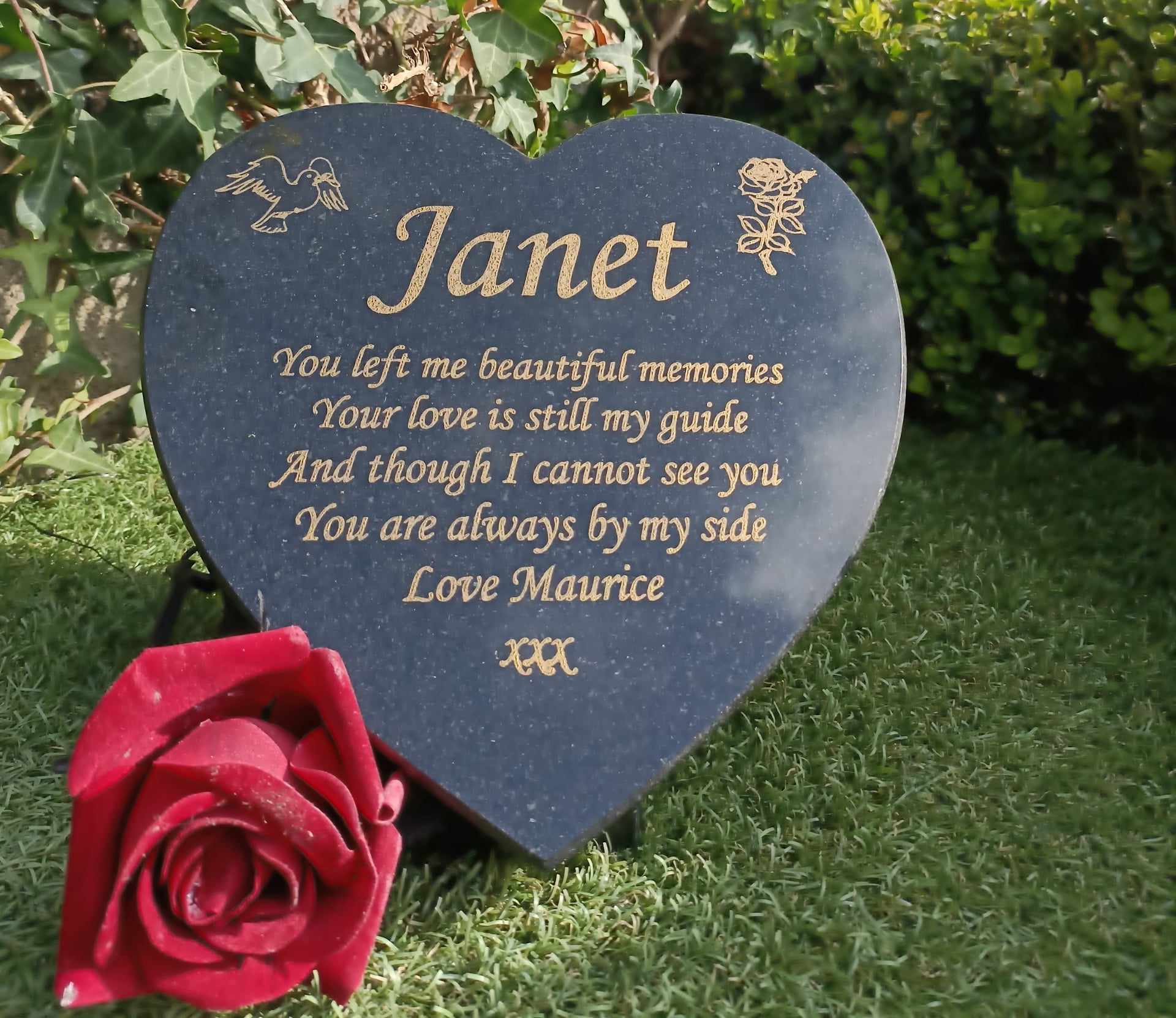 thumbnail image 2 of Personalized Heart Acrylic Plaque & Stake – Memorial Garden Sign, Grave Marker, Keepsake Gift 2 of 6