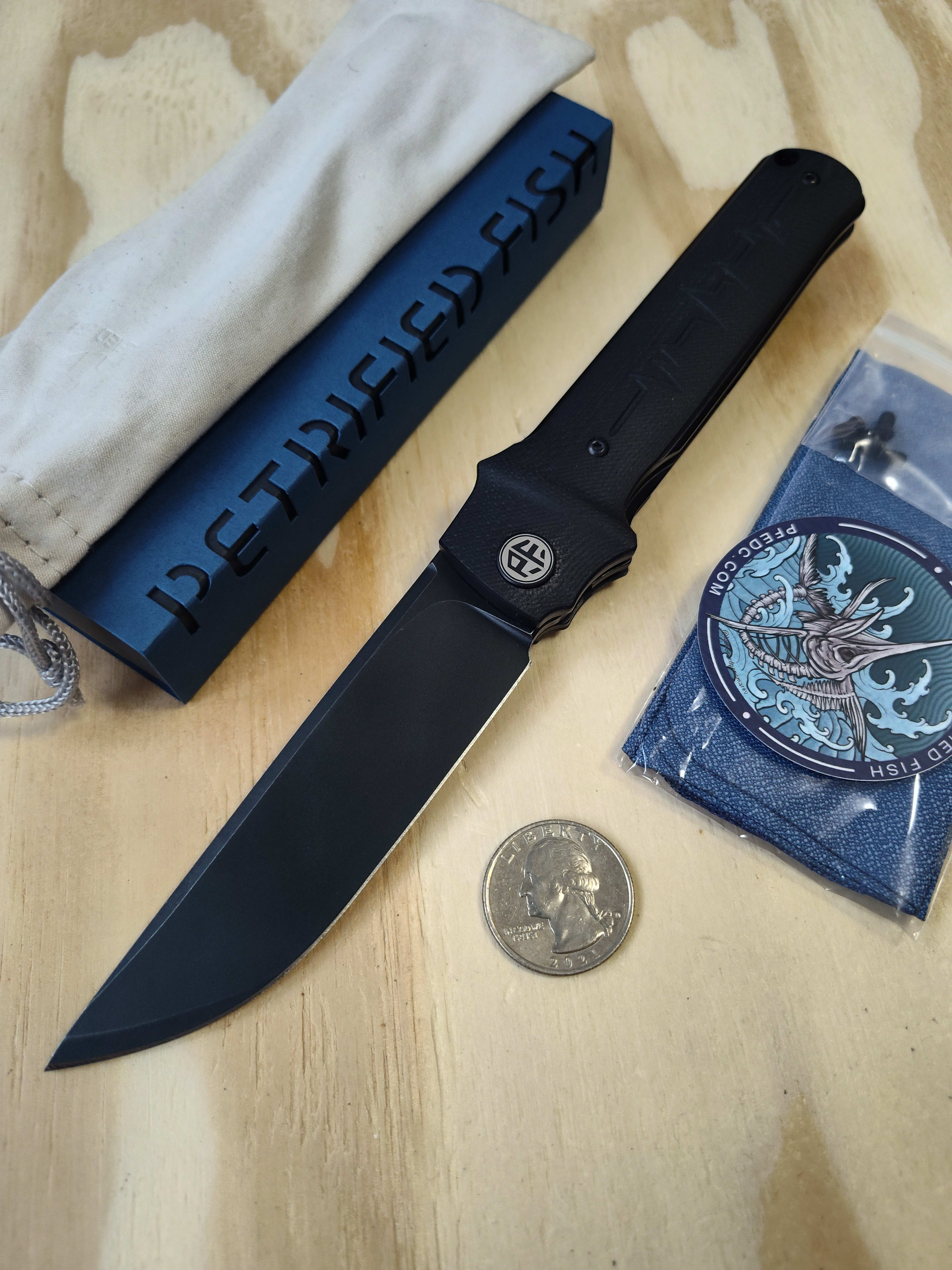 Petrified Fish Tena Liner Lock Knife Black G-10 (3.8