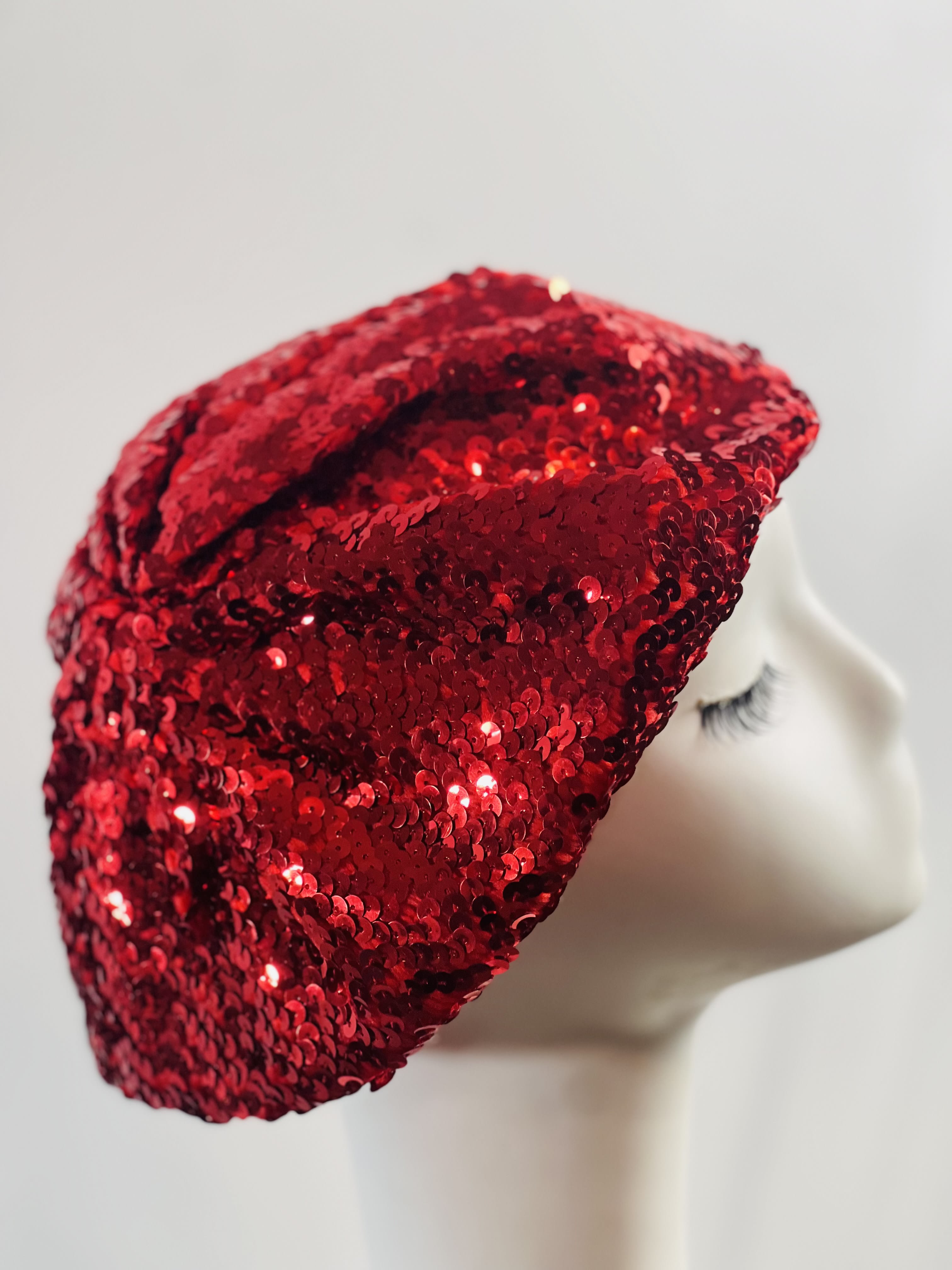 Kokin nyc Red Sequin Beret Decking the streets of NYC one giant ornament at a time  main image 4