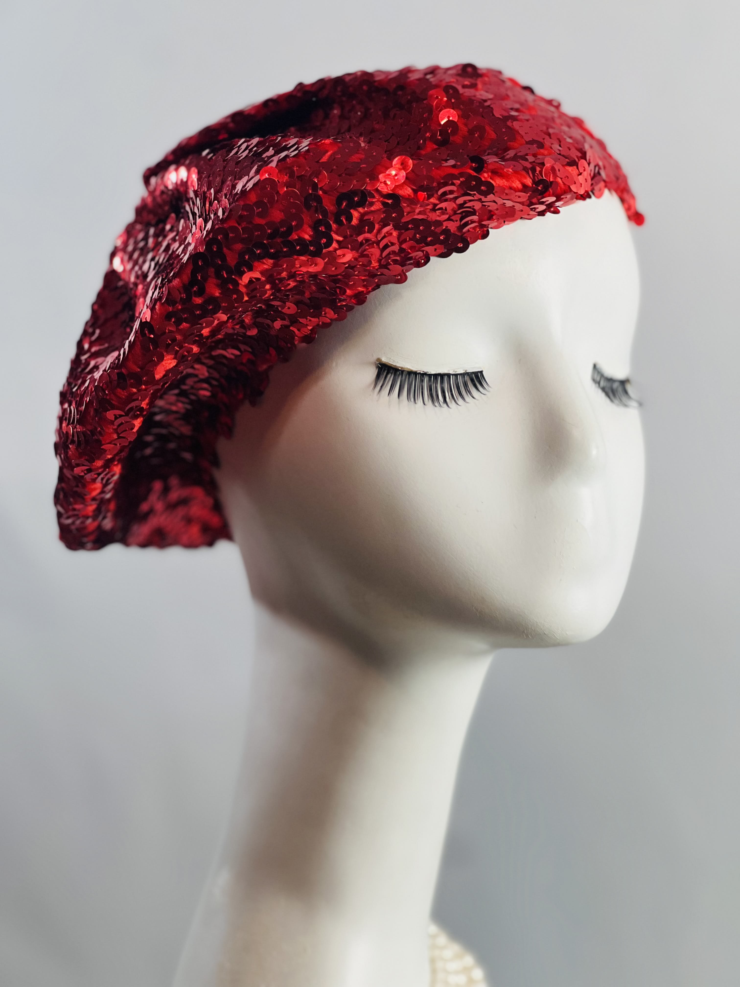 Kokin nyc Red Sequin Beret Decking the streets of NYC one giant ornament at a time  main image 3