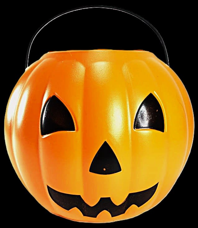 Vintage Amloid Plastic Halloween Pumpkin Blow Mold Candy Pail