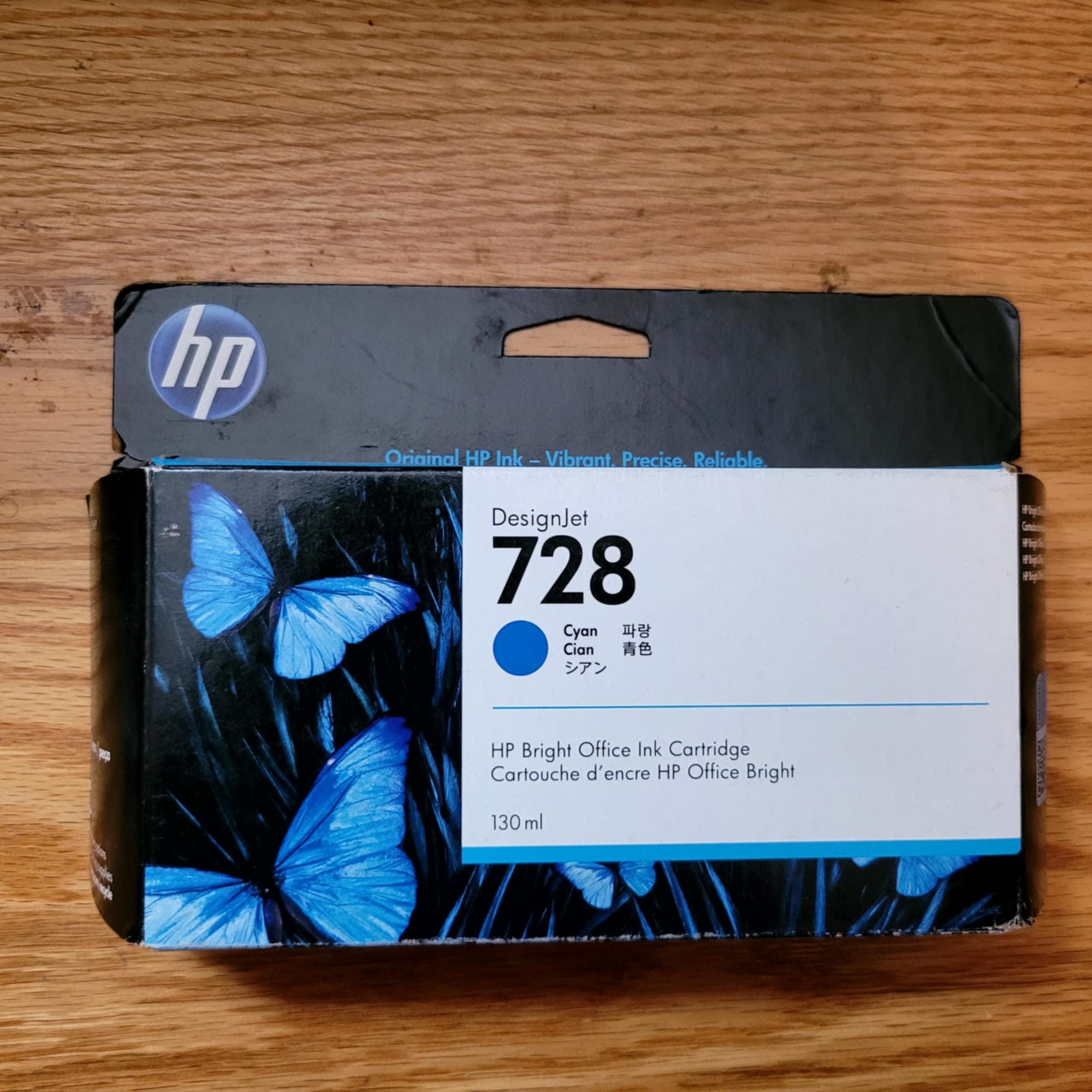 Genuine HP 728 Cyan 130-ml Genuine Ink Cartridge (F9J66A) - Ink
