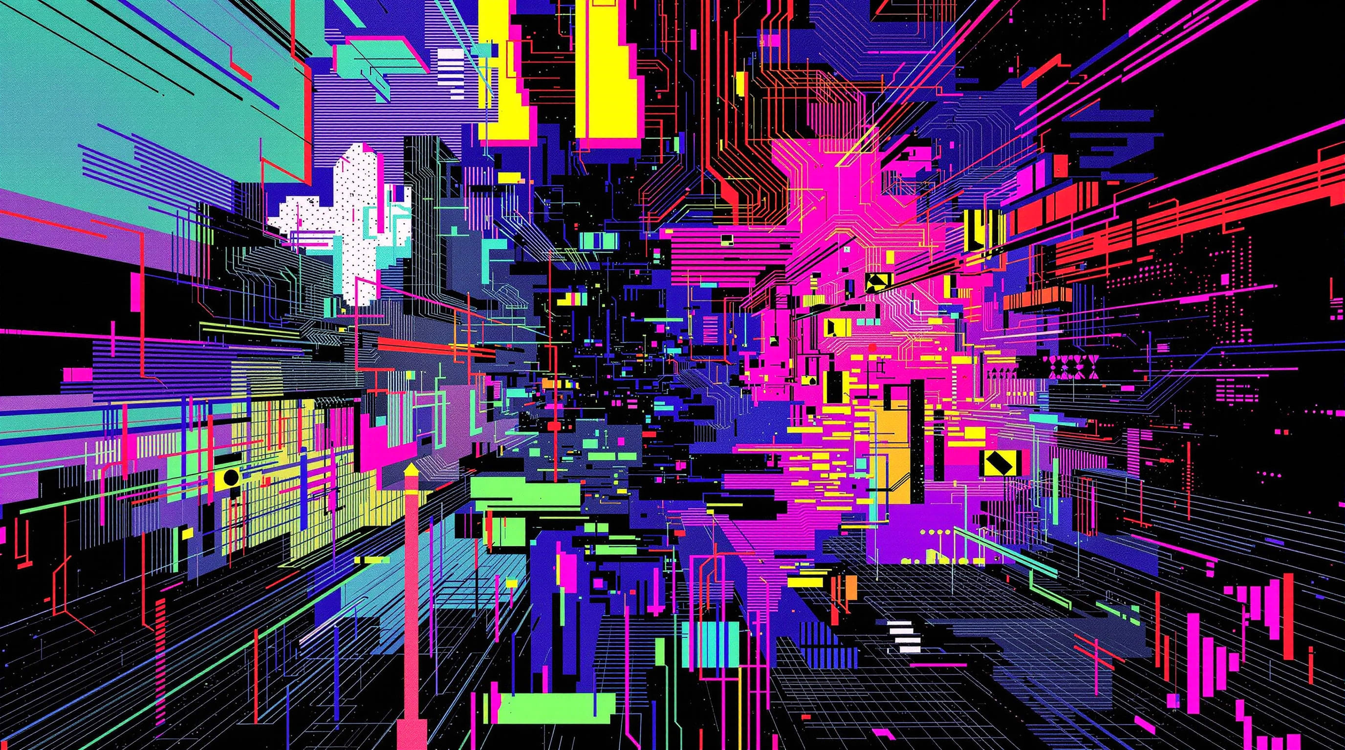 Neon Hexagon - Abstract Paintings - Grayson Li Experience