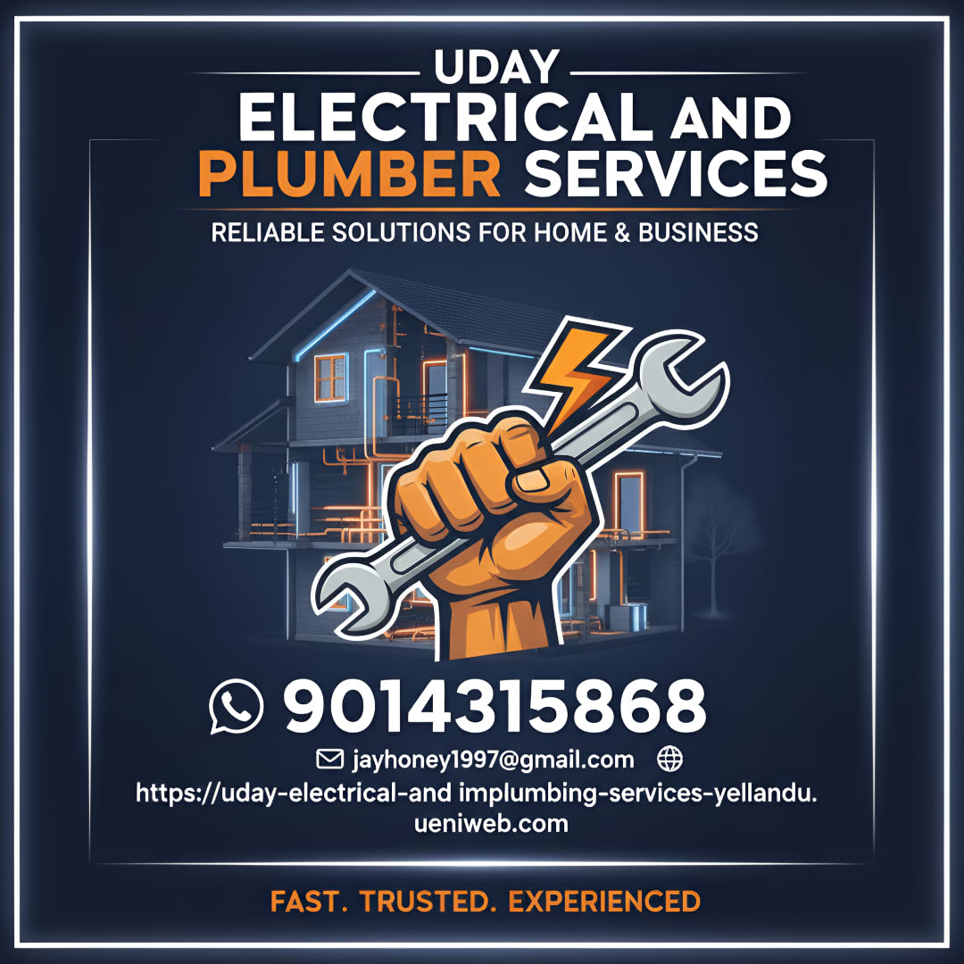 Best electricians in yellandu // Uday Electrical Services and plumbing with ac service (cleaning)Yellandu