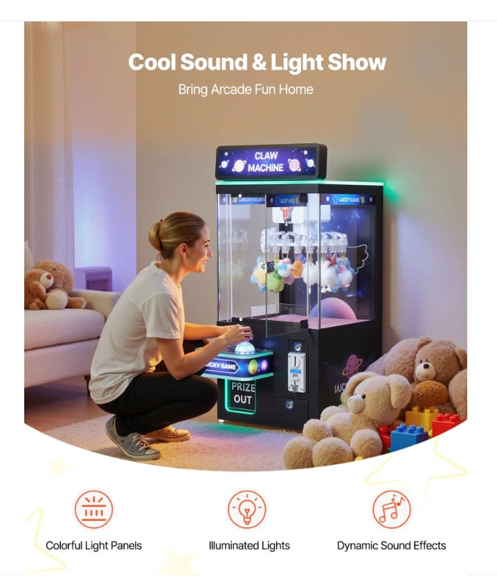 Roar Machine Game Claw Crane Machine, Medium-Sized Arcade Game Machine with Light & Sound ...