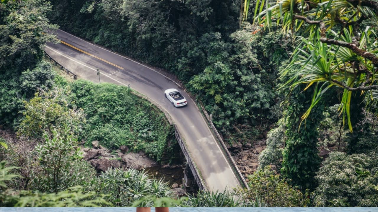 Maui car rental convertible on the Road to Hana