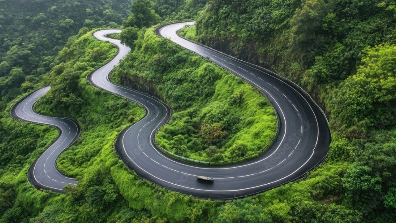 Maui car rental - Car on windy mountain road