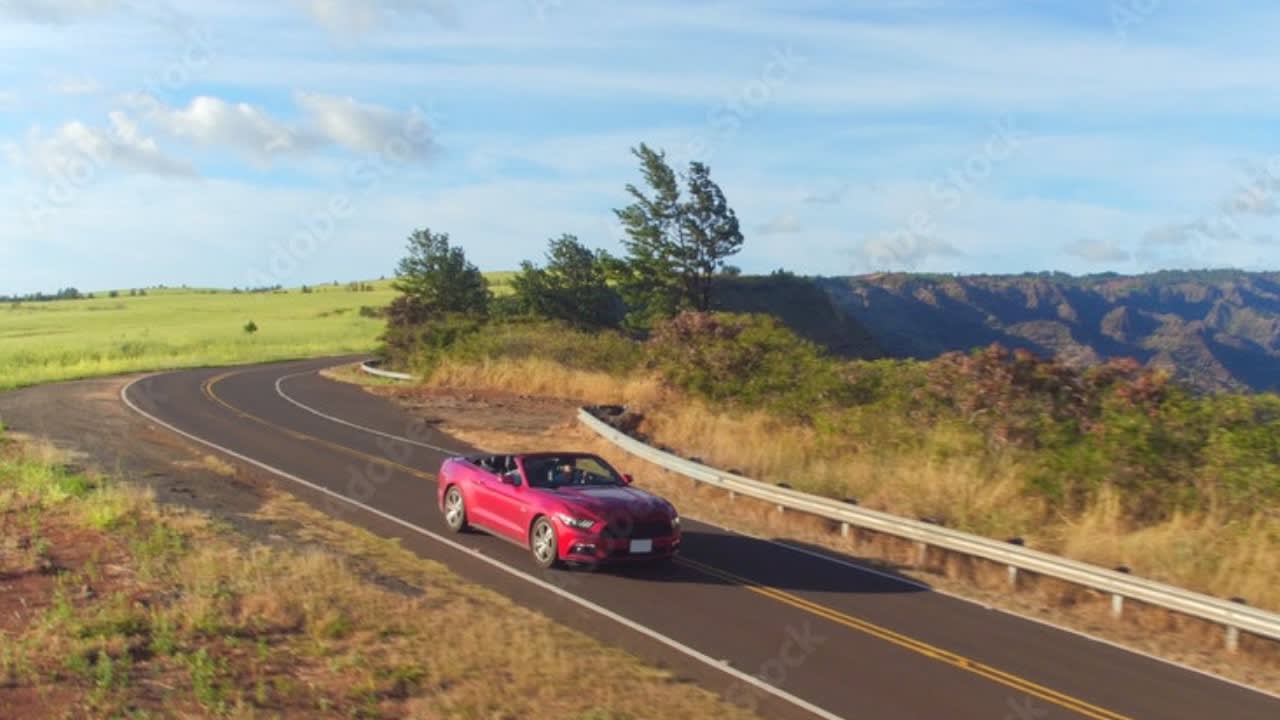 Maui car rental - Convertible on remote island road