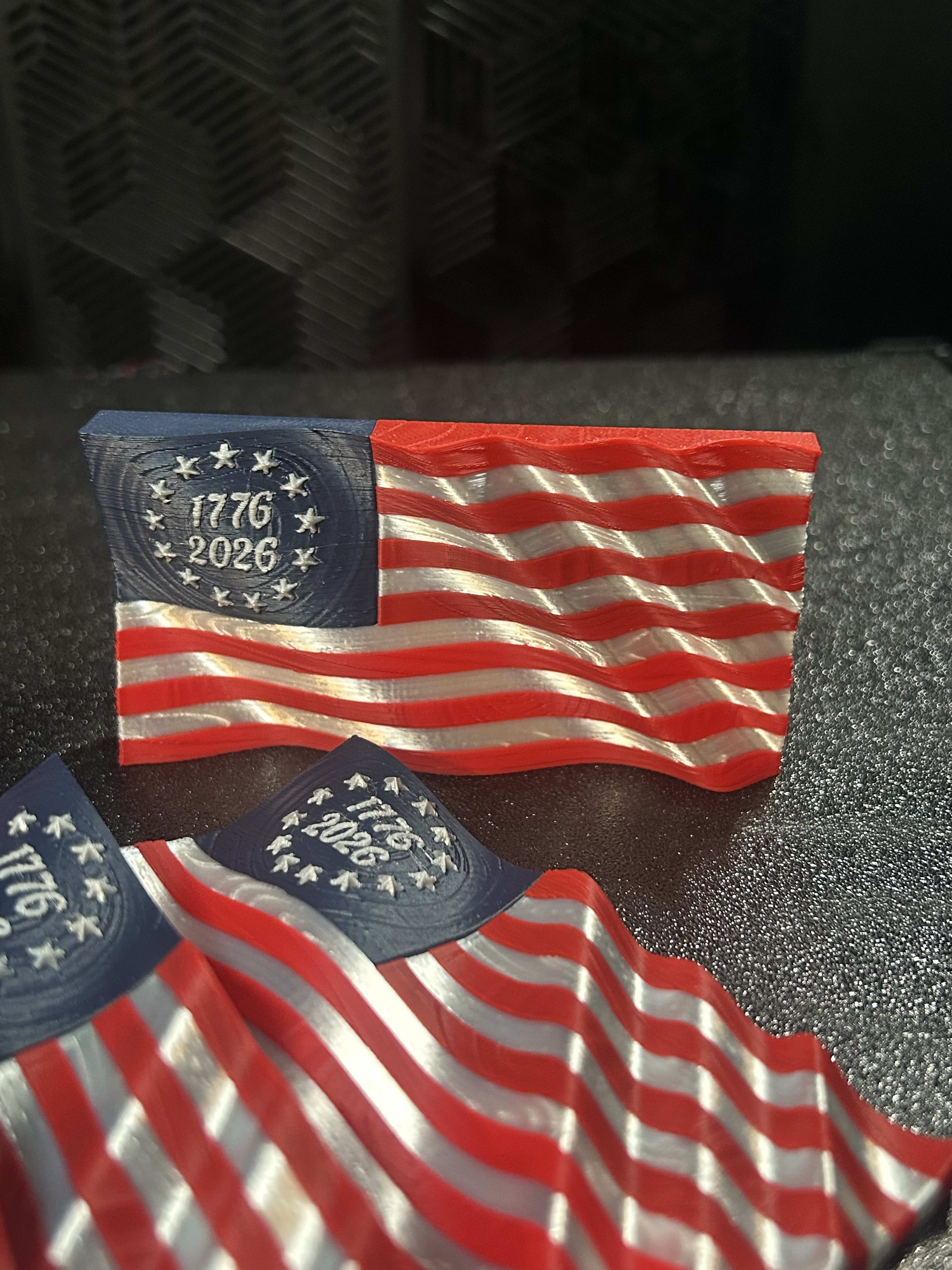 3d Printed Limited Edition Wavy Flag - Magnet - Celebrate America