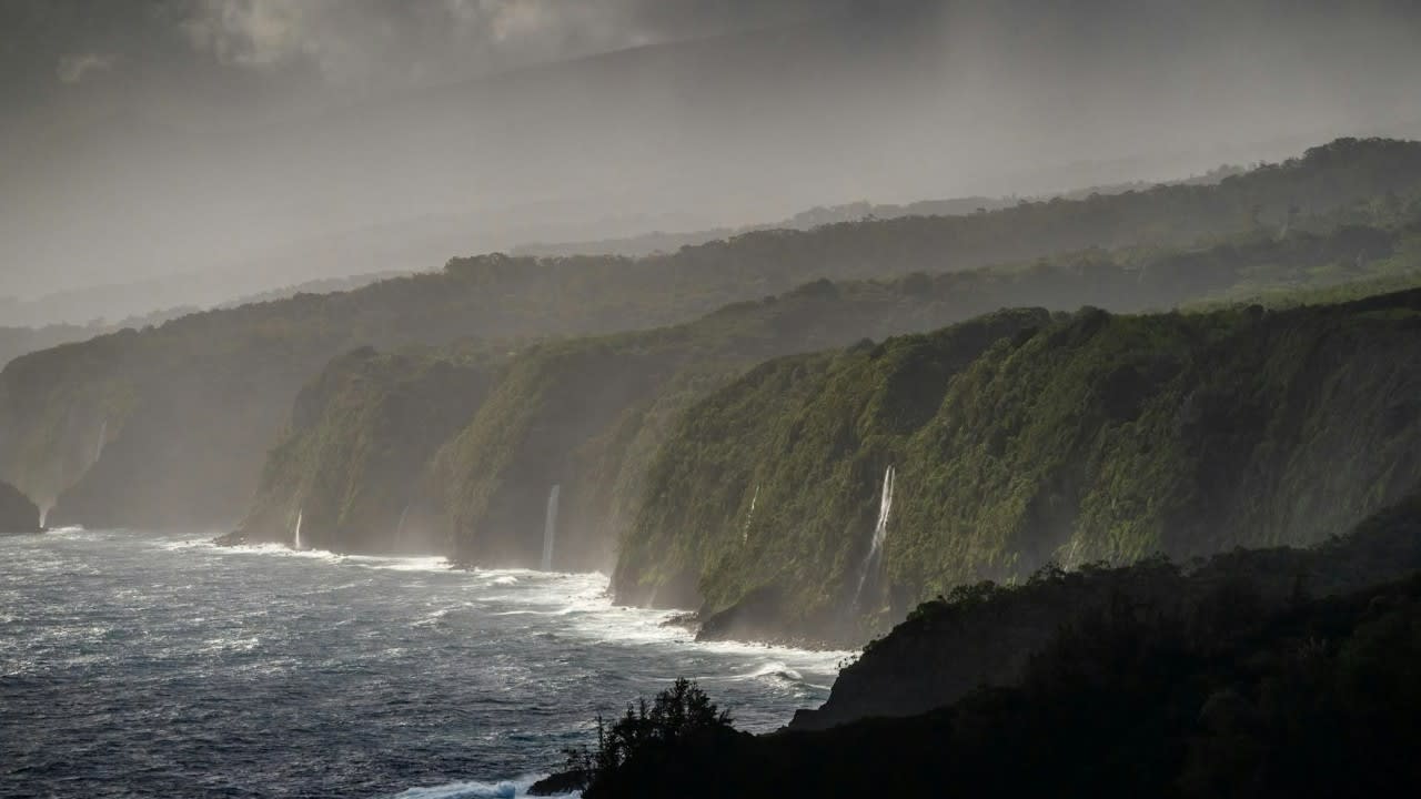 Maui coastline shrouded in the mists of a passing storm