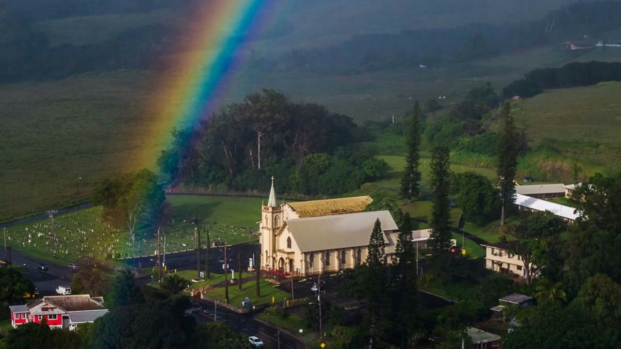 Scenic view with rainbow in Maui