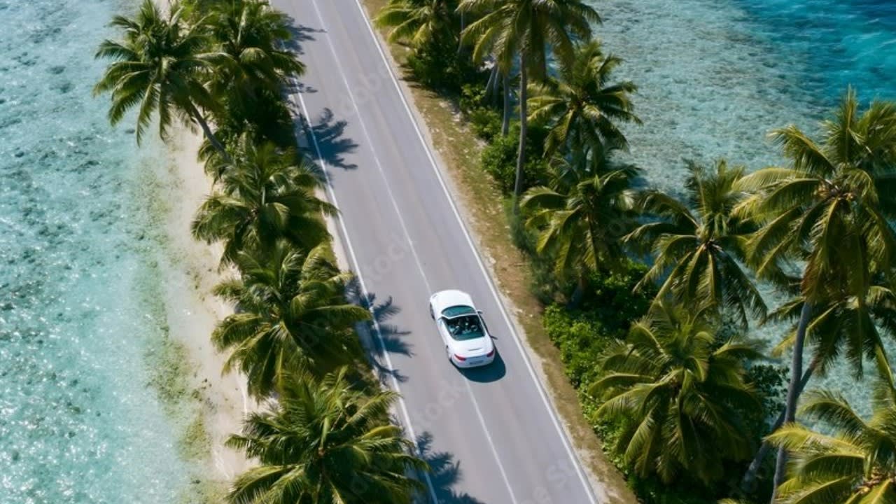 Scenic view of island coastal road