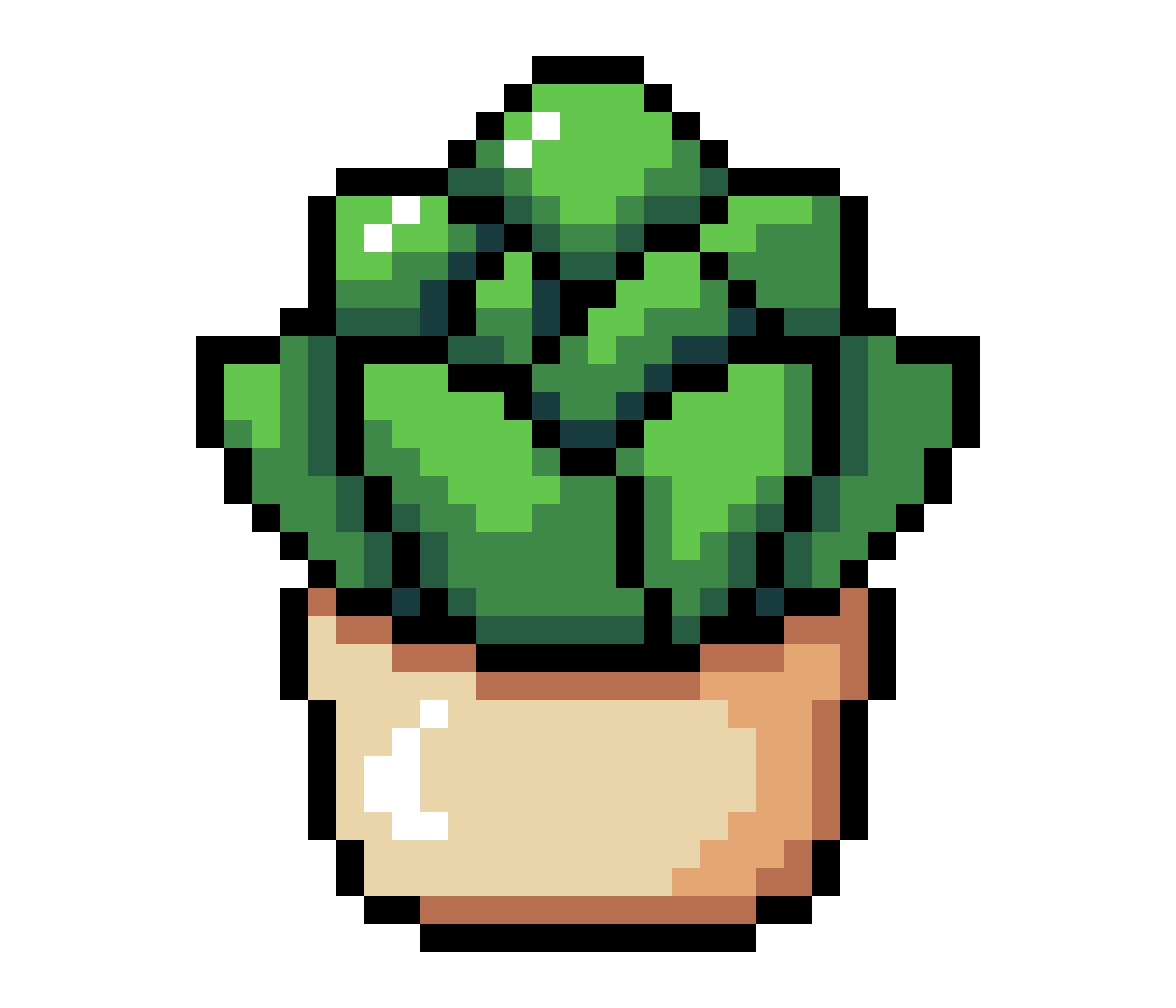 Cute Succulent Pixel Art Potted Plant Icon
